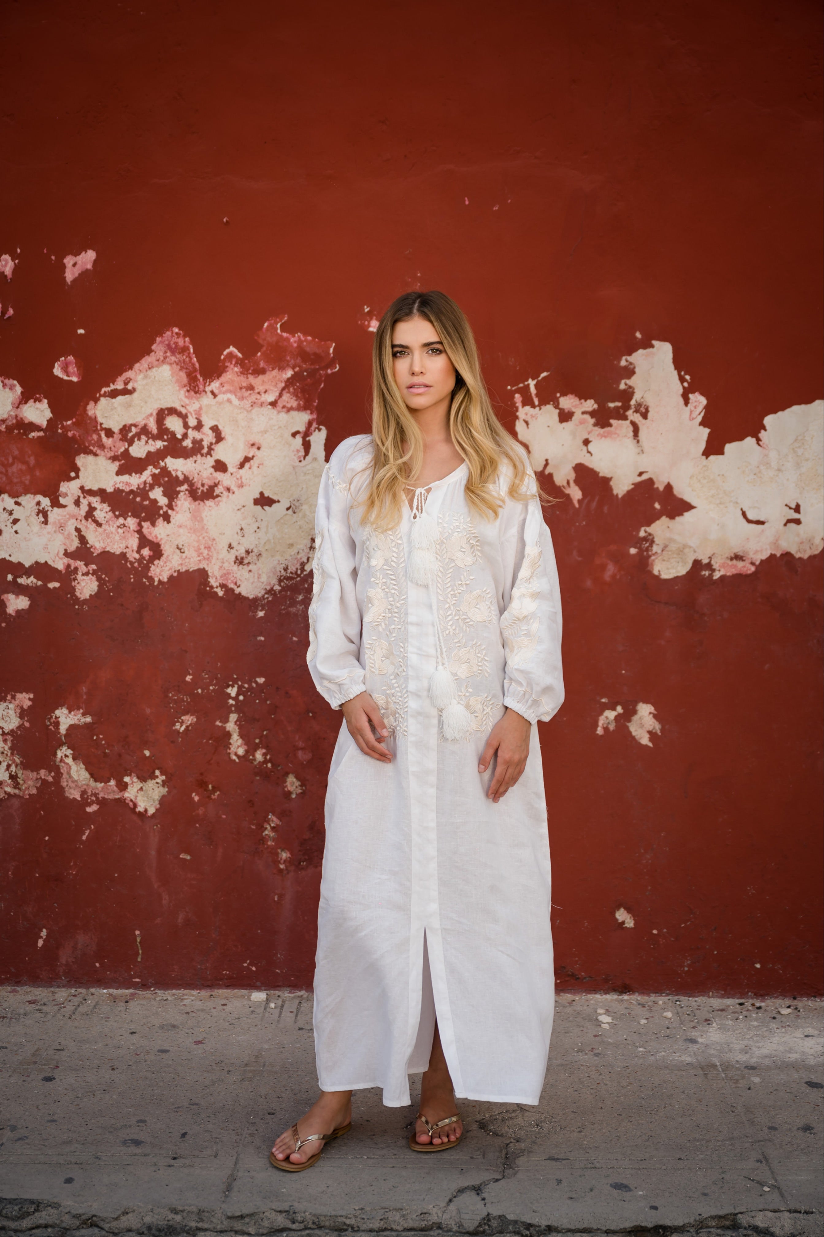 Túnica de lino hueso