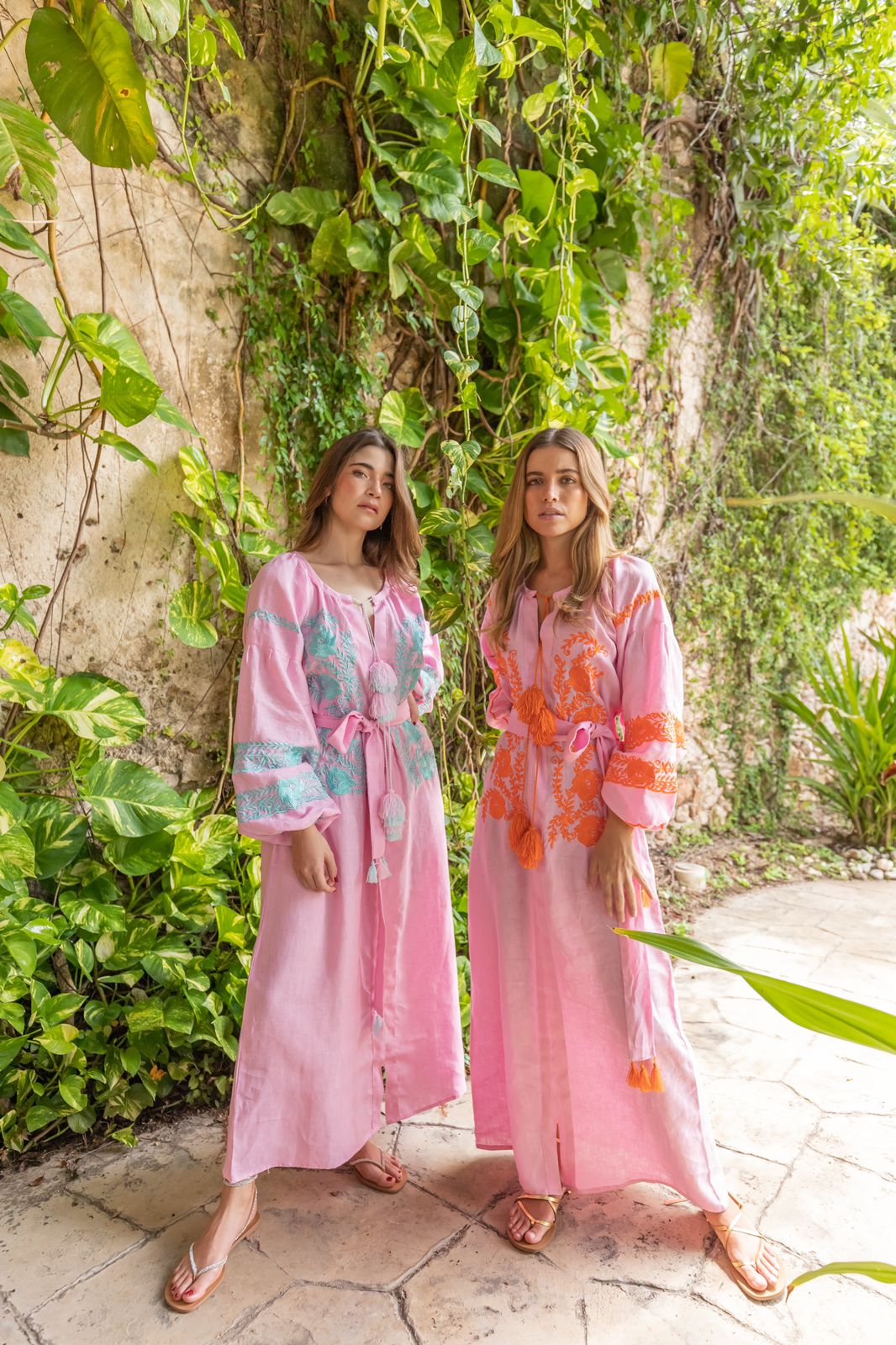 Túnica lino rosa con menta