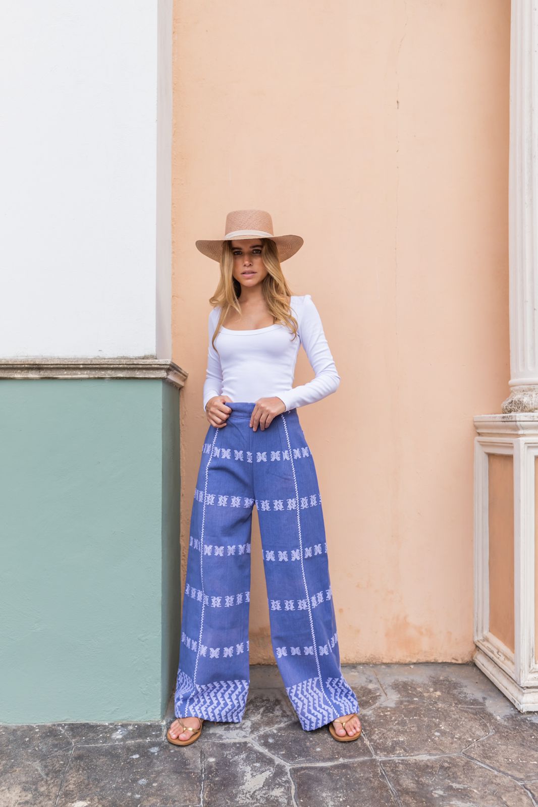 Pantalón de telar azul mezclilla