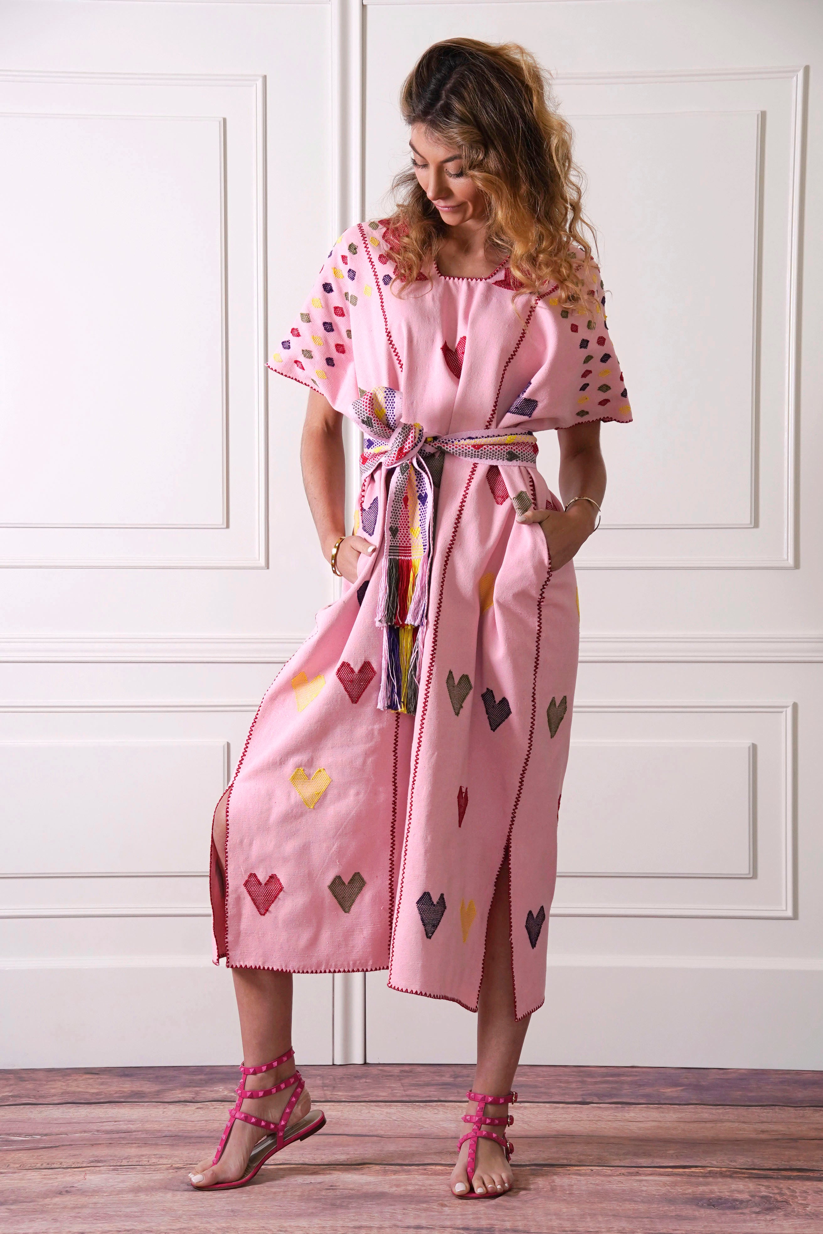 Huipil de 3 lienzos corazones