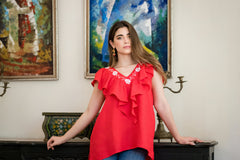 Blusa cuello V roja