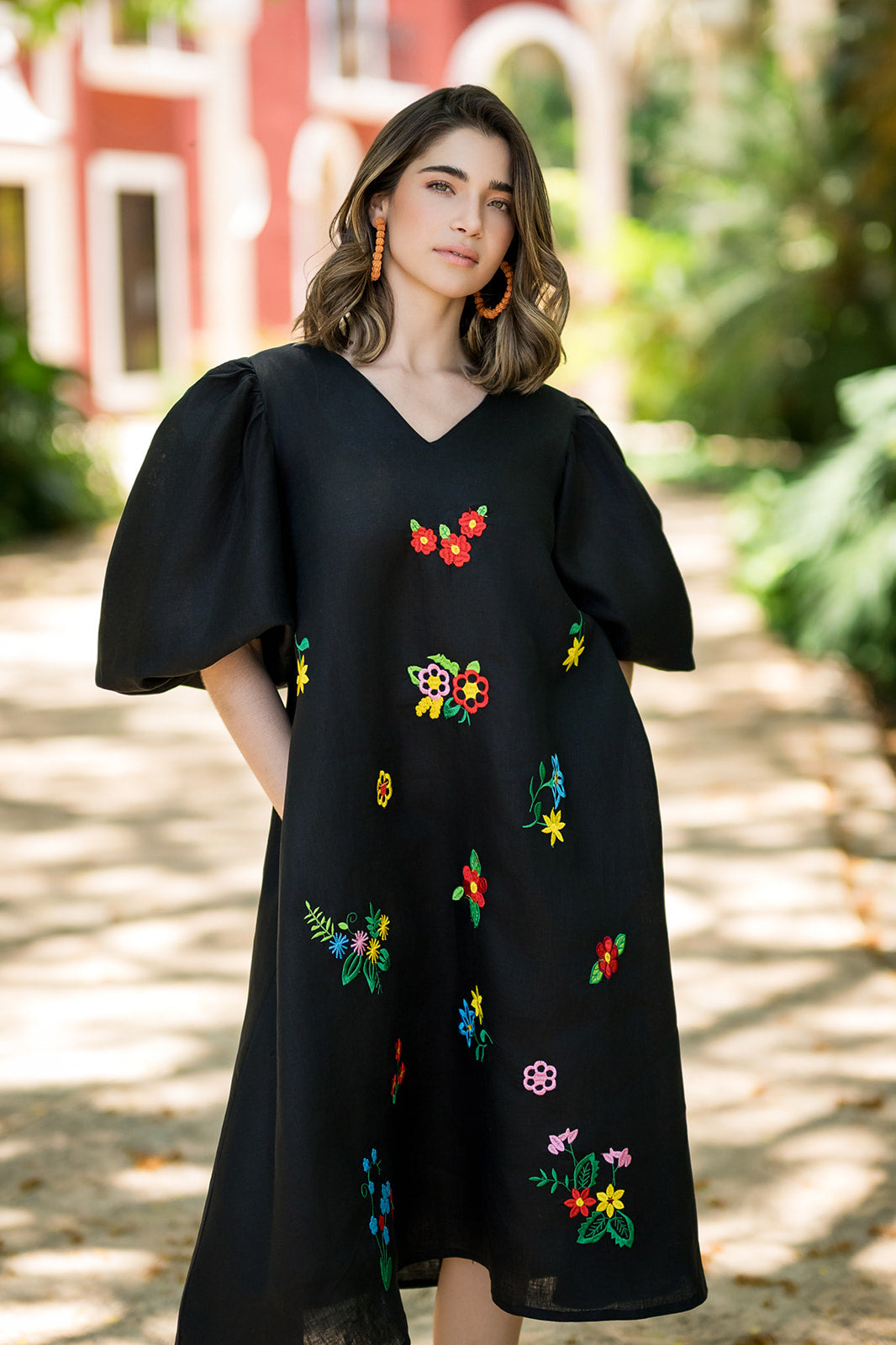 Vestido de Lino Flores Regadas