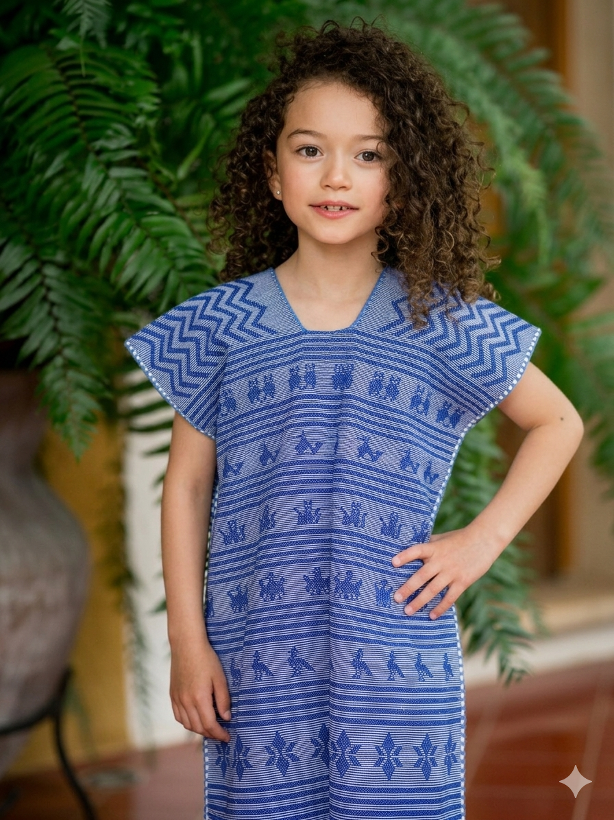 Huipil niña azul