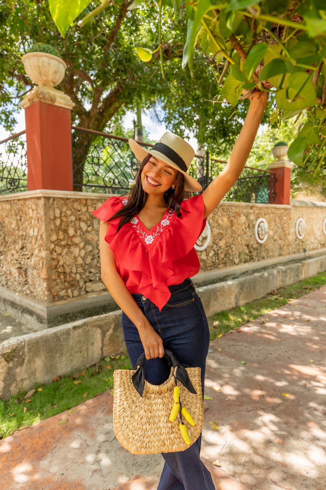 Blusa cuello V roja